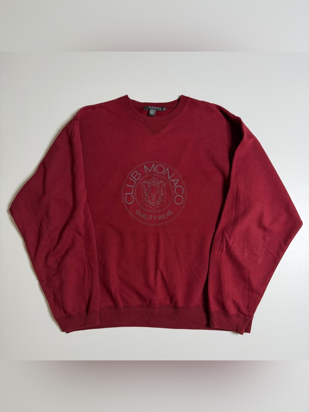 Vintage Club Monaco Crest Heritage Crewneck Sweatshirt Mens Large Burgundy
